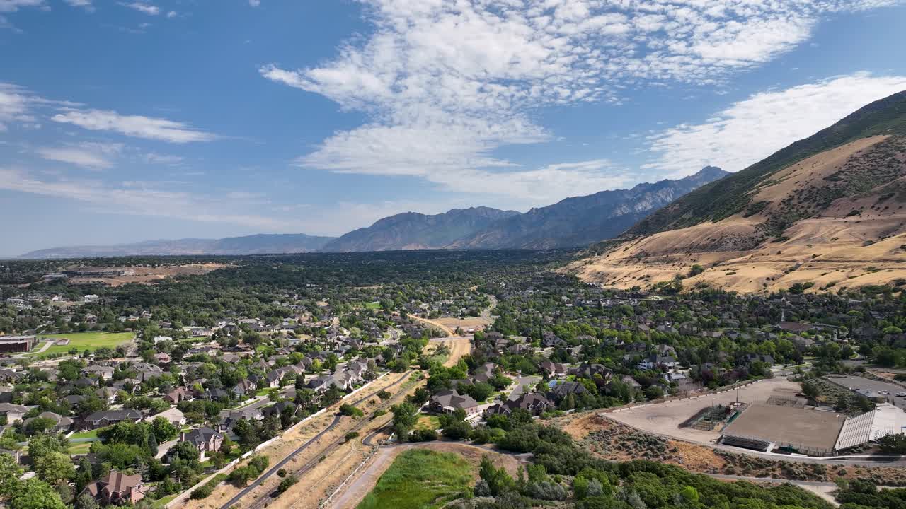 Draper Cycle Park for mountain biking enthusiasts - descending aerial view of the off-road trails and the Salt Lake Valley