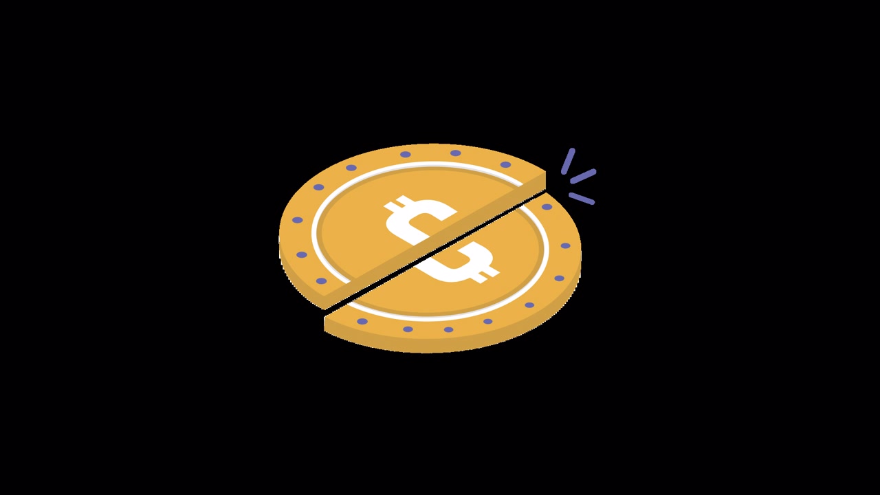 Animated Gold Cryptocurrency Coin Splitting in Half