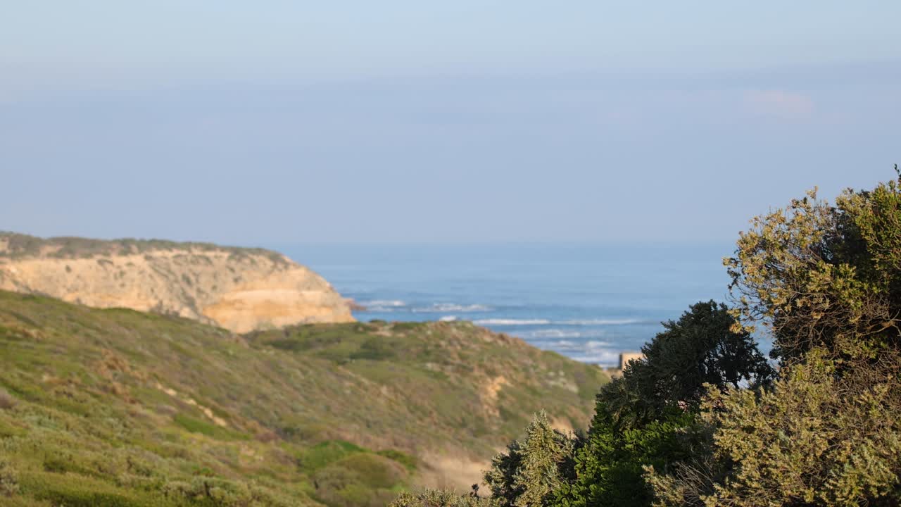 바다와 울창한 초록색의 절벽