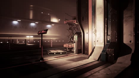 futuristic sci-fi warehouse interior