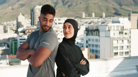 Fitness,-Stadt-Und-Muslimisches-Paar