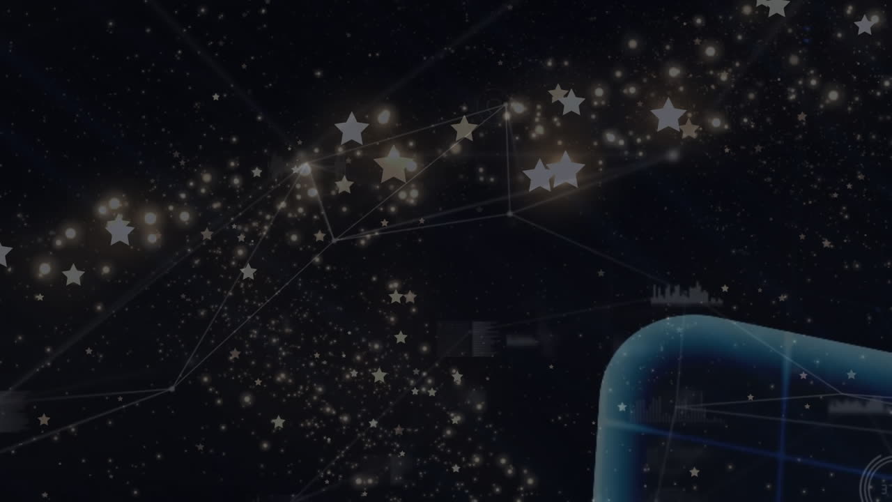 Animation of network of connections with glowing spots