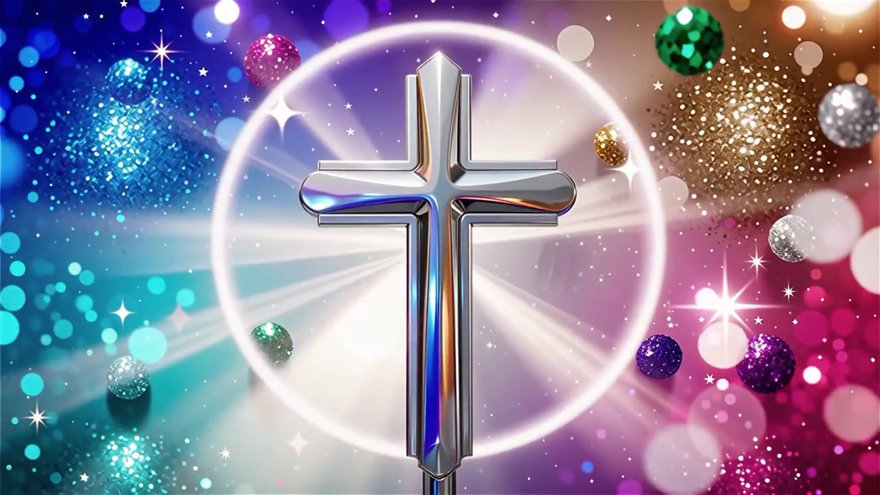 Cruz Cristiana con Luz Celestial, Fondo para Adoración.
