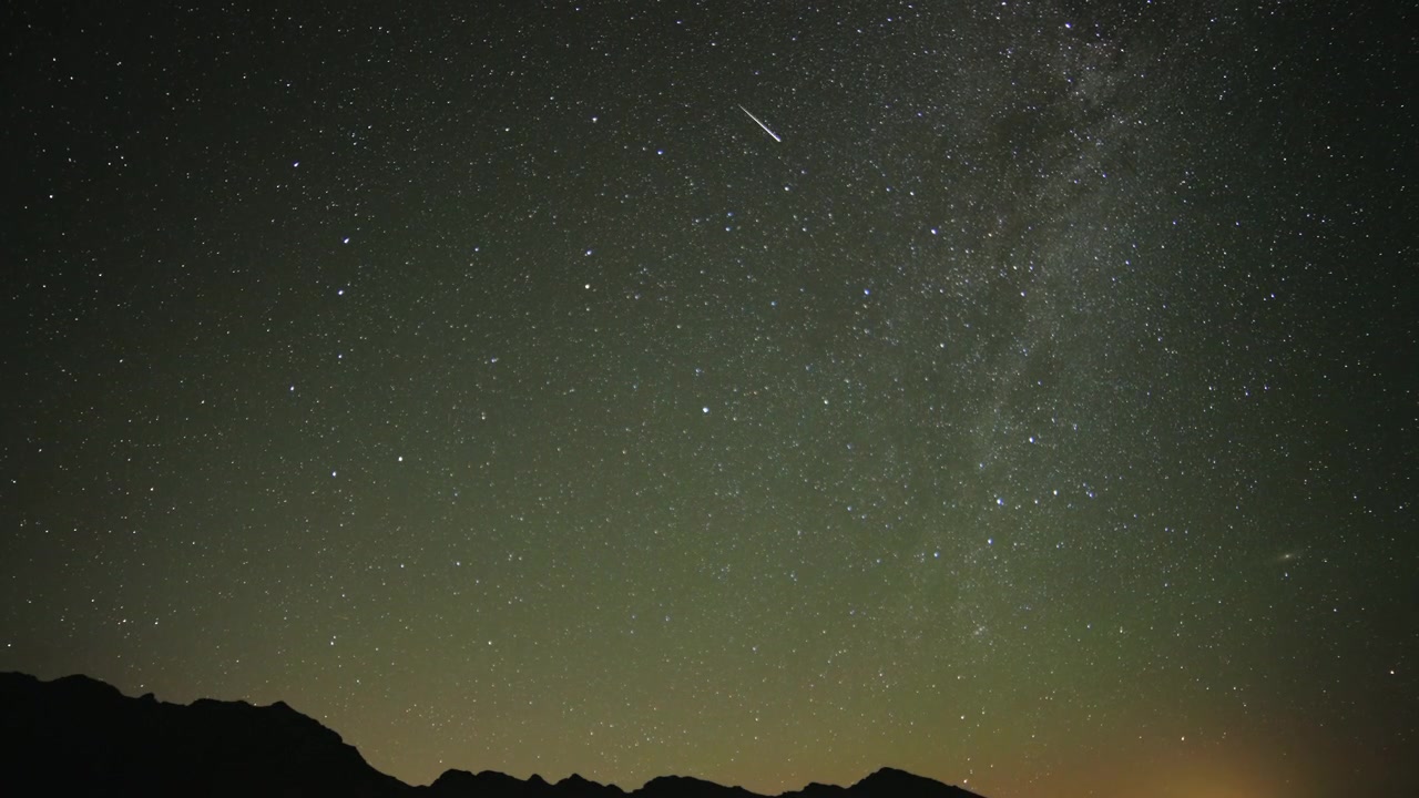 Time Lapse of Milky Way Galaxy Over Mountain Silhouette