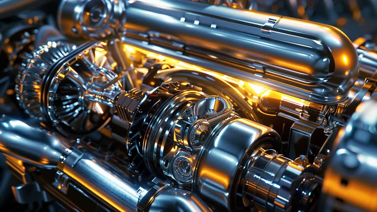 Detailed Close-up View of a Modern Engine