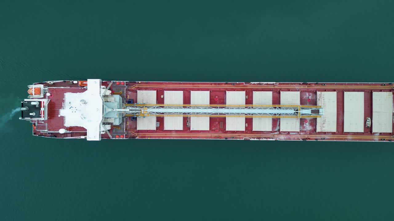 Aerial View of a Lake Freighter on the Great Lakes