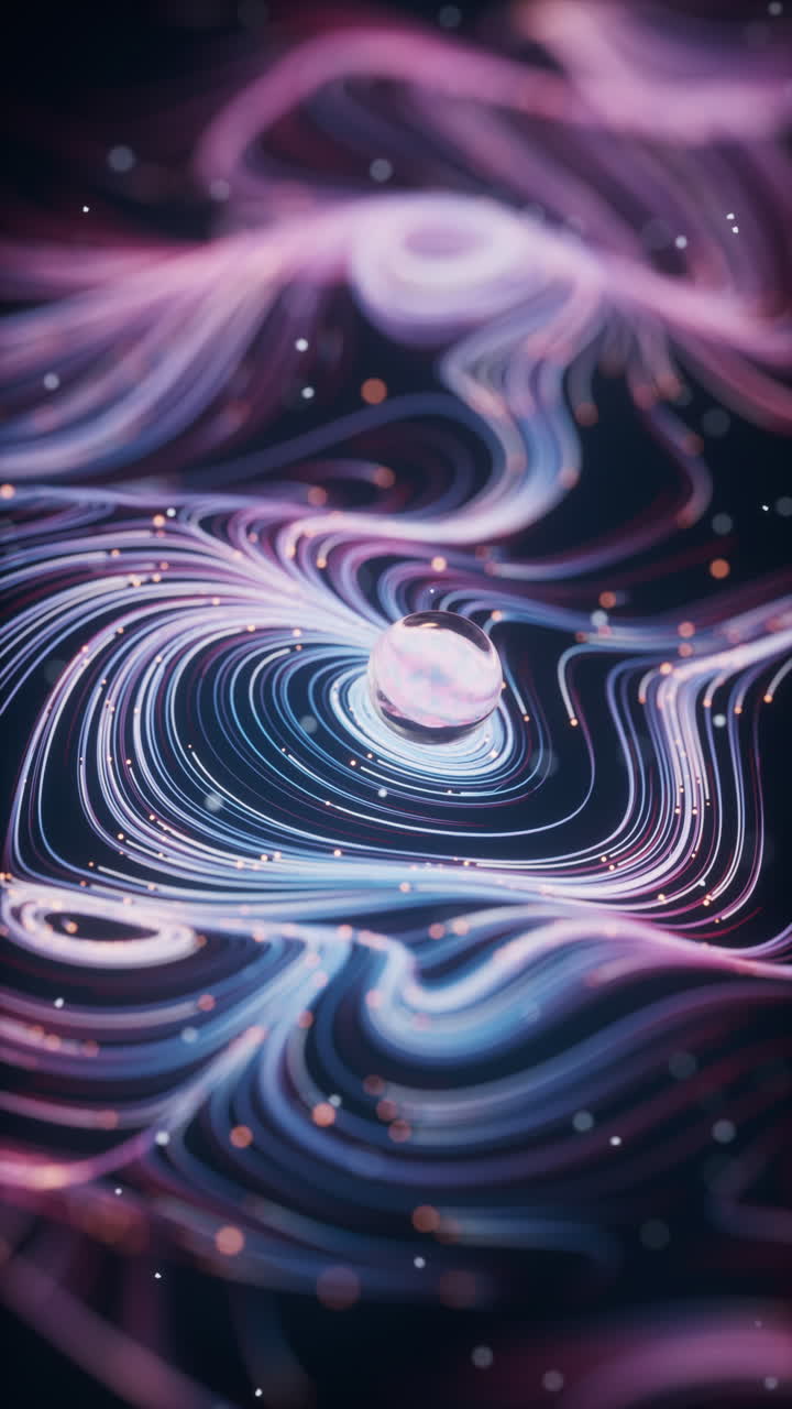 Wave particles lines with swirling pattern, 3d rendering.