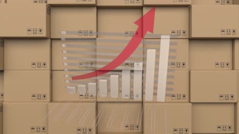 Animation-of-statistics-processing-over-cardboard-boxes