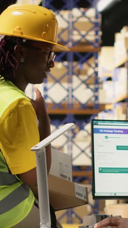 vertical video warehouse operations team managing incoming shipment of merchandise