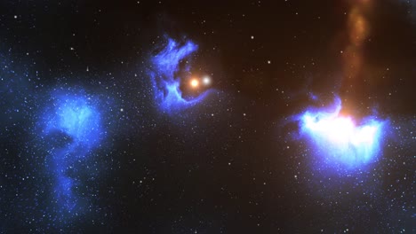 nebulae and orange stars moving around it, the universe