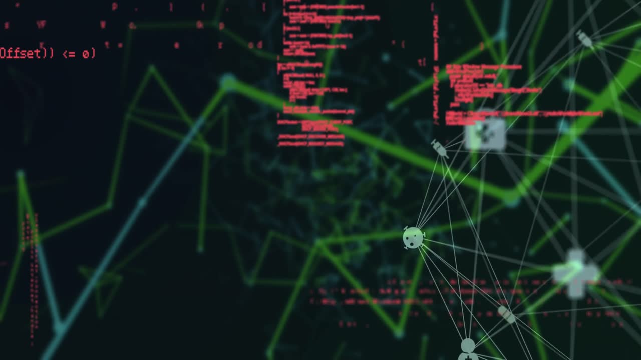 animación del procesamiento de datos a través de una red de conexiones