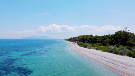 a drone shot of the crystal clear waters of the gulf of corinth in greece