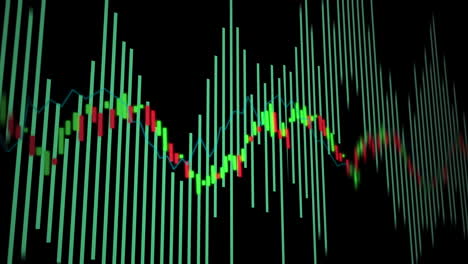 animación del procesamiento de datos financieros sobre un fondo negro