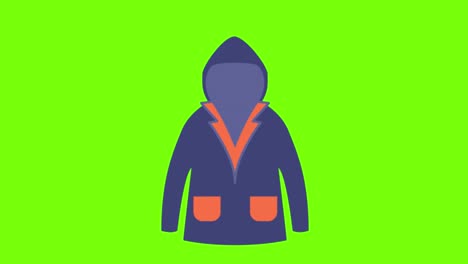 animación de un abrigo de invierno en un fondo de pantalla verde