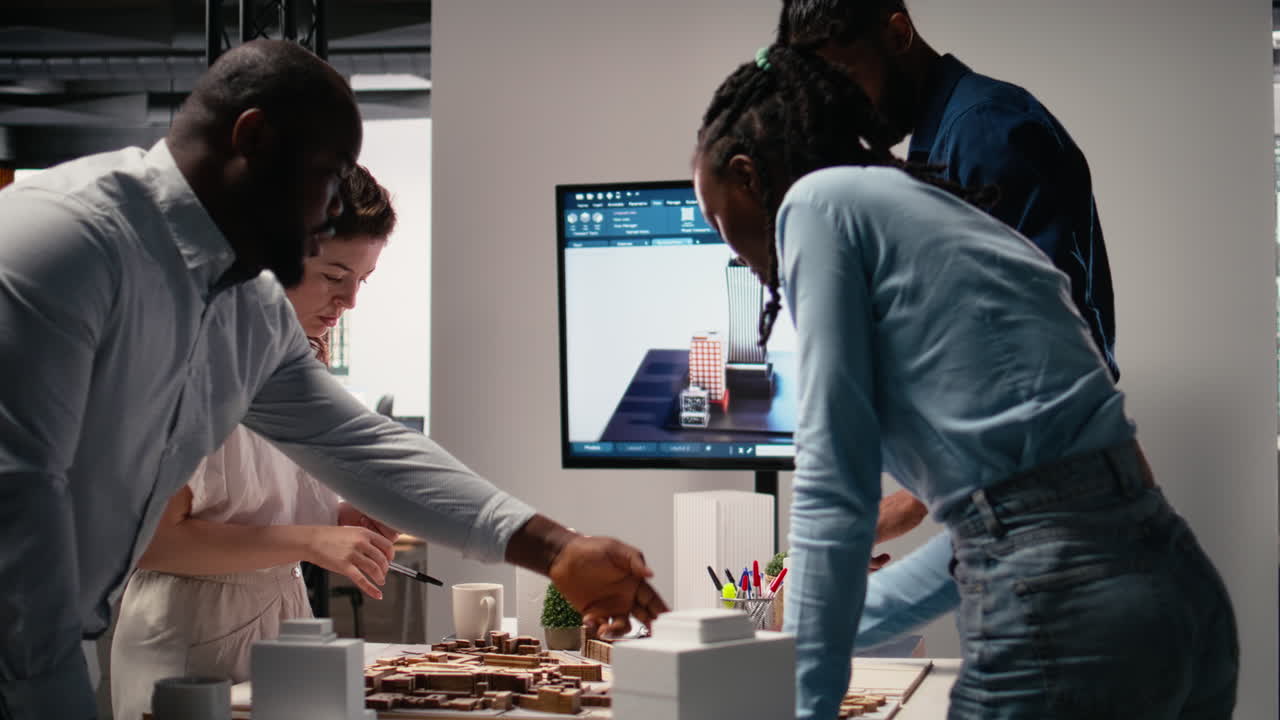 Team of real estate developers planning modern residential project