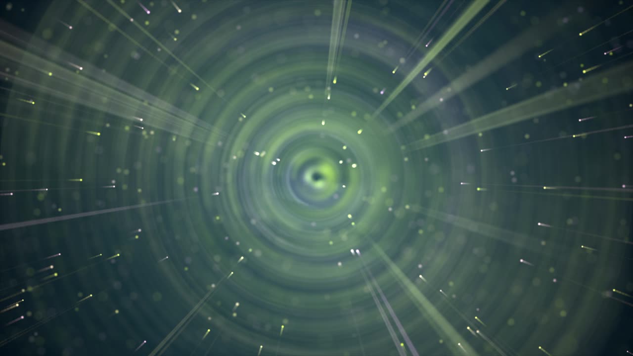 Abstract background of circles and dots emitting light in space