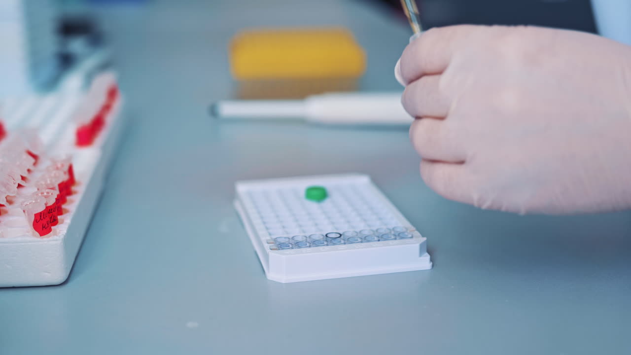 Scientist working at the laboratory. Close up of scientists research in laboratory process
