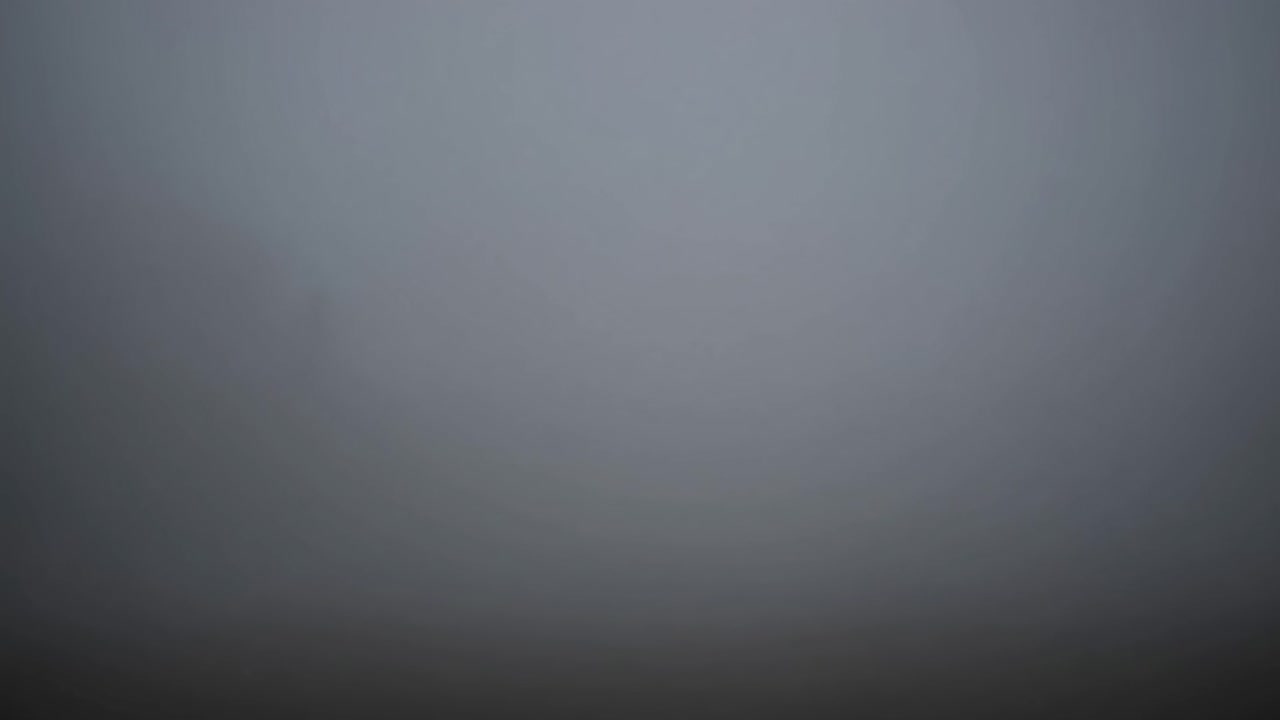 A minimalist, foggy landscape captured from a low angle, creating a mysterious and serene
