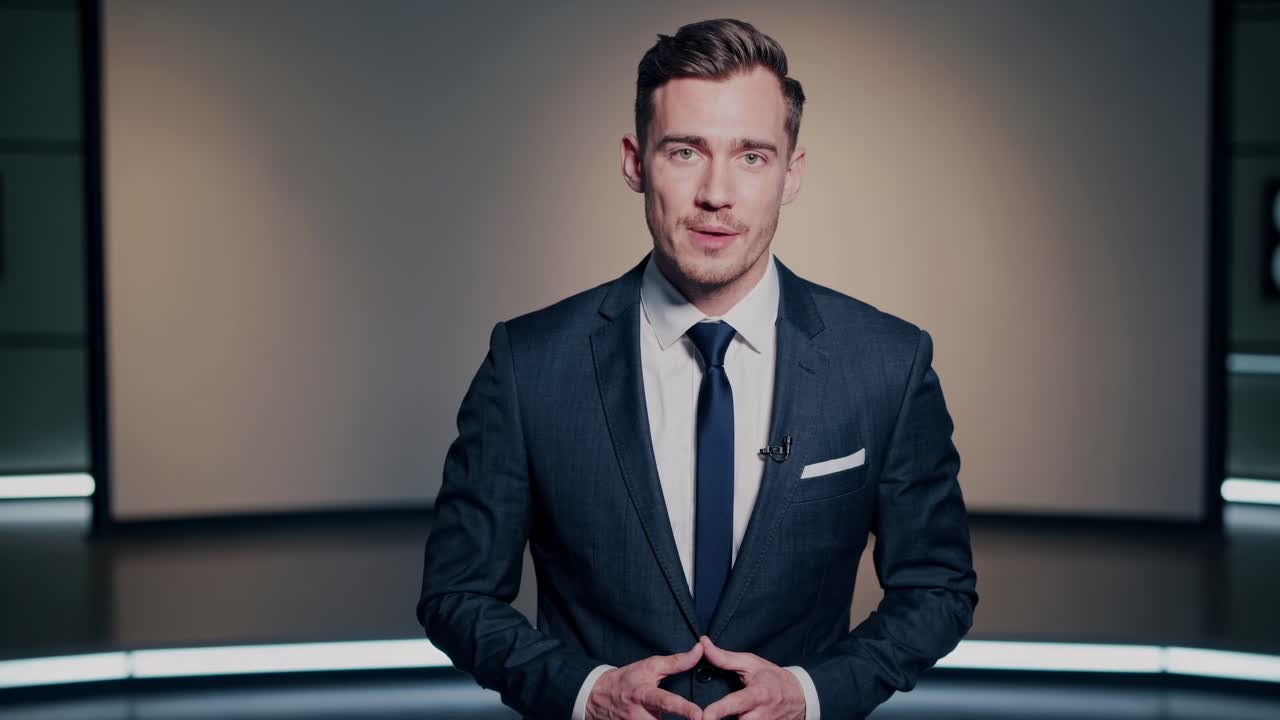 Professional video concept with a man in a suit, shot from a front-facing angle