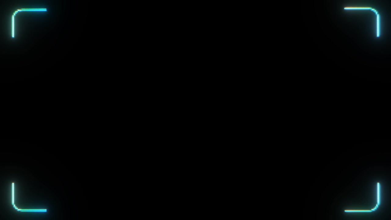 Cornice angolare al neon luminosa su sfondo nero