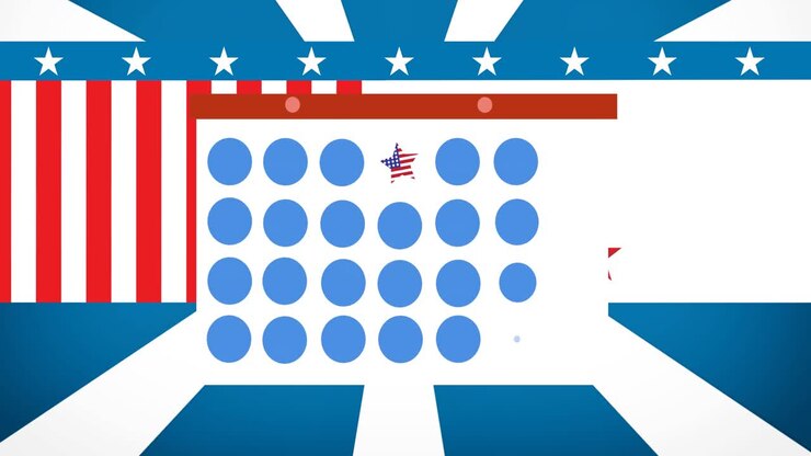 Animation of token template card and star moving over american flag