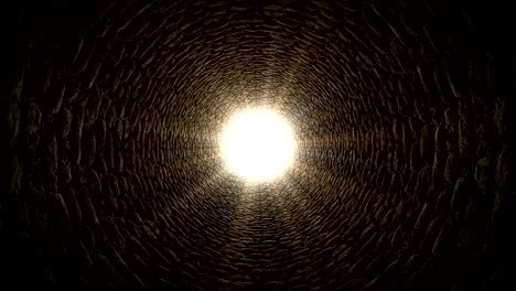 moving through a tunnel towards the light, 3d looping animation