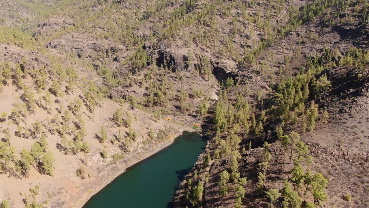 Aerial views of the El Mulato dam on the island of Gran Canaria