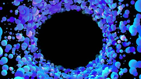 4k fondo abstracto en bucle con hermosas bolas multicolores como burbujas de pintura o gotas de tinte en agua en estilo plano. 3d con luma mate como canal alfa. estructura circular con espacio de copia 2
