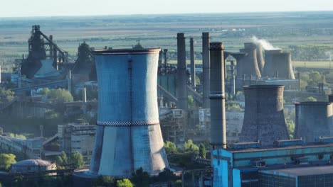 cooling towers and chimneys at eco metal recycling plant in galati, romania