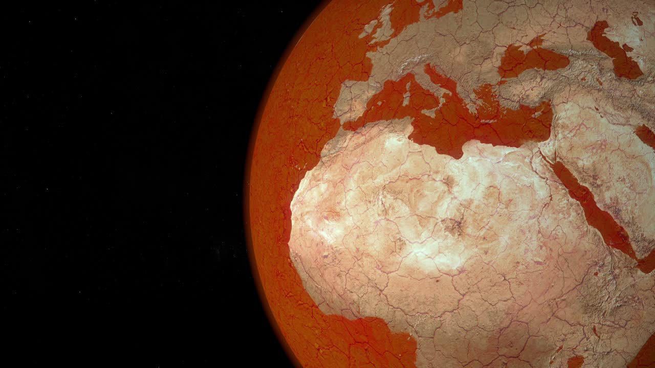 europa, áfrica y el medio oriente en un planeta desierto de la tierra