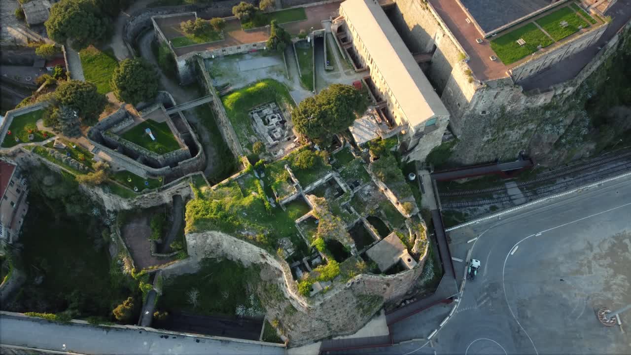 Aerial View of a Fort or Castle Ruins