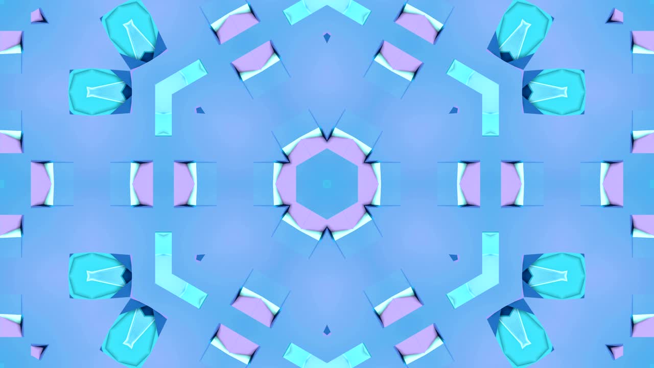 low poly geometric abstract background as a moving stained glass or kaleidoscope effect in 4k. Loop 3d animation, seamless footage in popular low poly style. Blue color v11