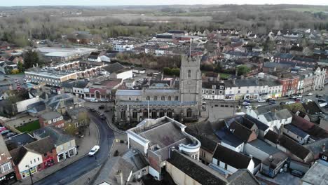 drone shot of the the church of st gregory in sudbury, uk