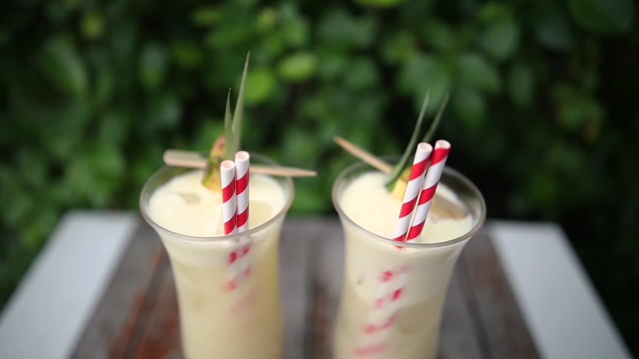 Cocktail drinks on a wooden table