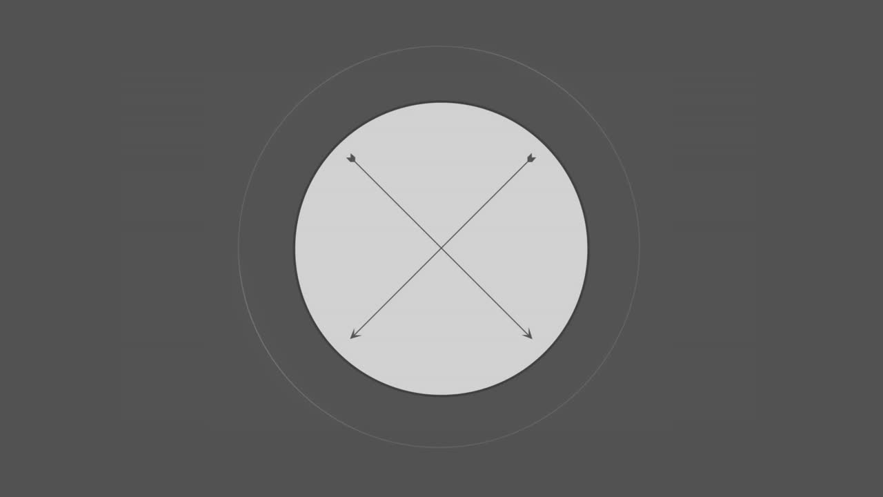 검은 화살표를 가로지르는  ⁇ 색 원 주위에 박동하는 반지