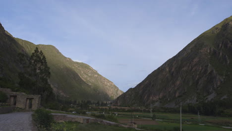 The-mountains-surrounding-the-main-road-entering-Ollantaytambo-in-Peru's-Sacred-Valley
