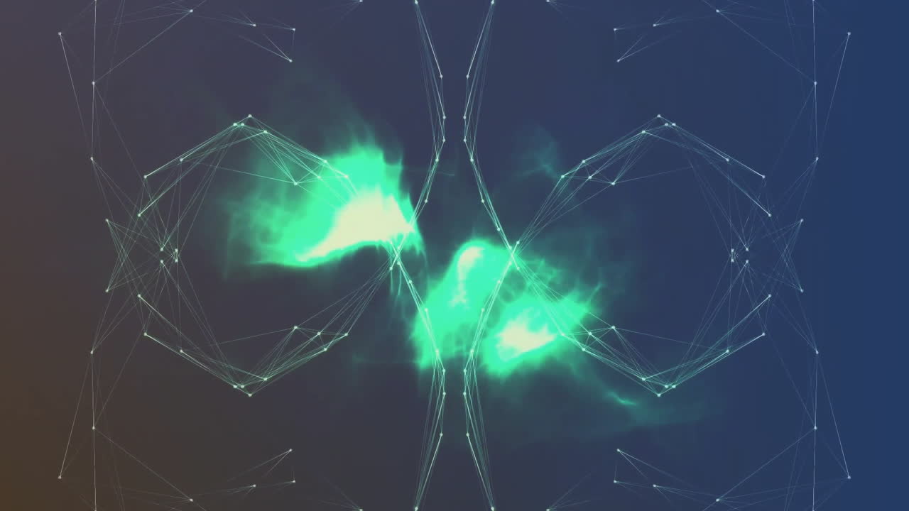 검은색 배경의 밝은 모양 위에 연결의 지구의 애니메이션