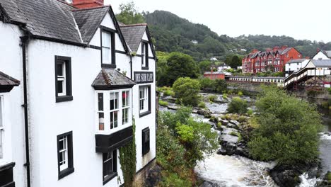 charming townscape with flowing river and buildings