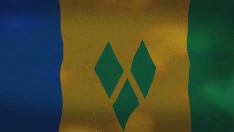 la bandera nacional de san vicente y las granadinas ondeando
