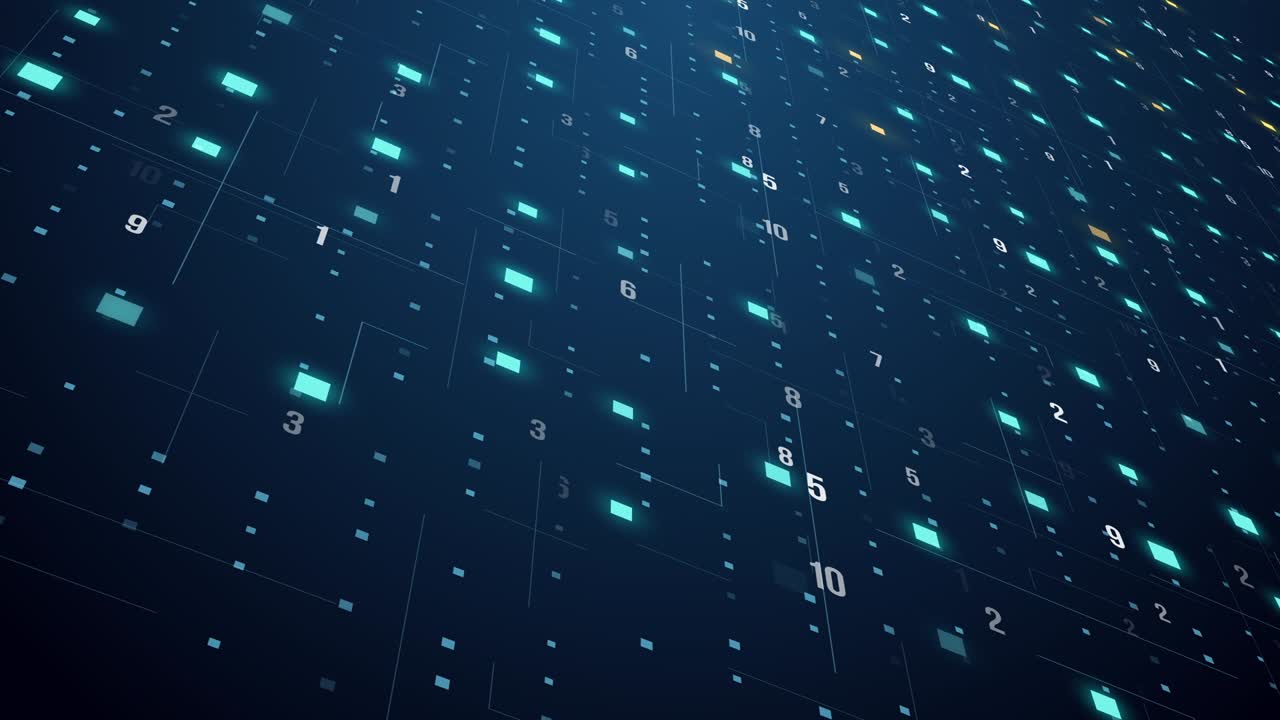 Abstract technology floating code number digital grid motion background loop virtual reality concept