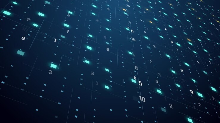 Abstract technology floating code number digital grid motion background loop virtual reality concept
