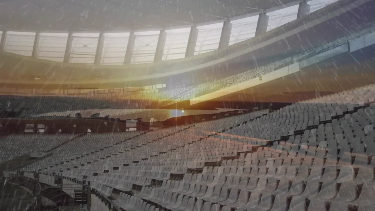 lluvia cayendo en el estadio