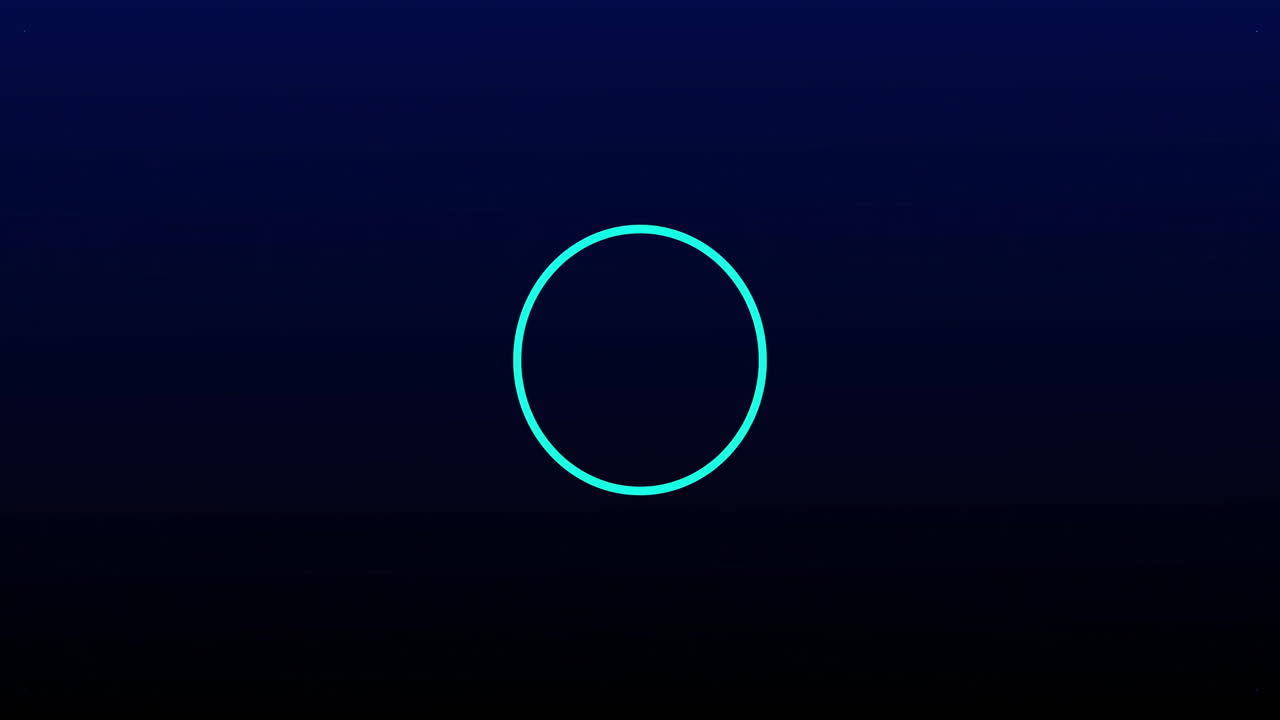 Glowing blue circle animation over dark blue gradient background