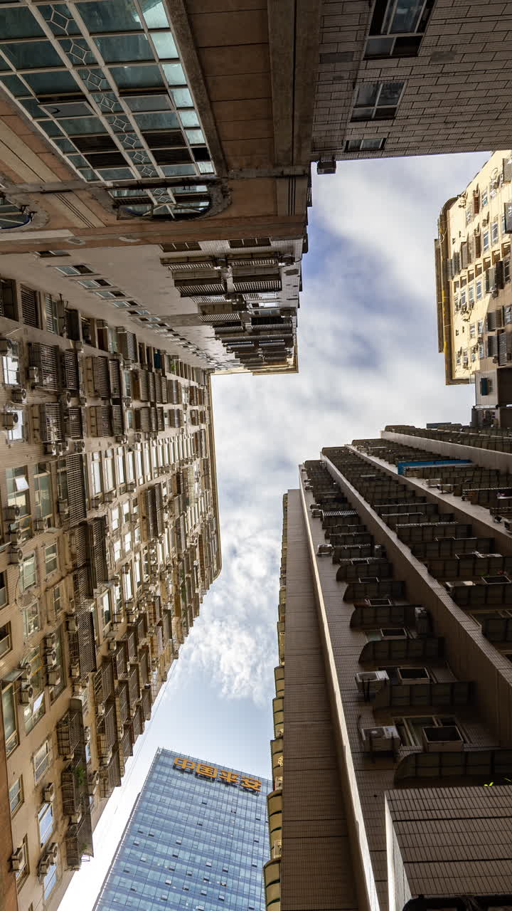 Timelapse of Chongqing street scene from a high vantage point in vertical