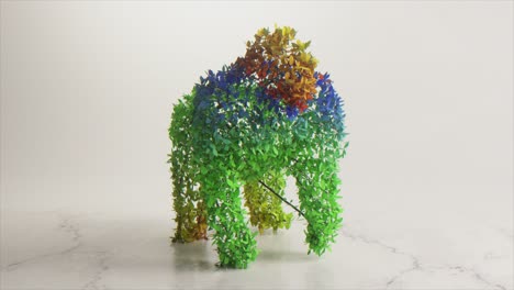 escultura de hojas de arco iris