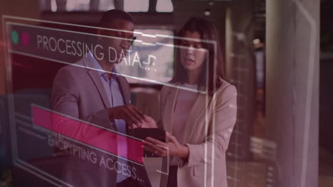 procesamiento de datos y recuperación de bases de datos, profesionales de negocios discutiendo el trabajo