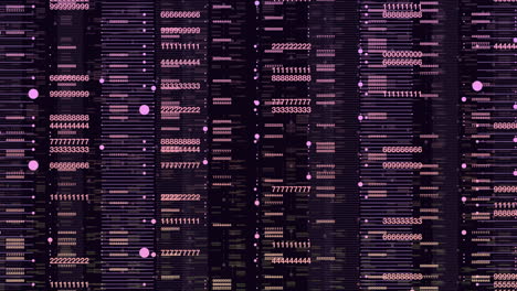 digital binary code with random neon led numbers on computer screen