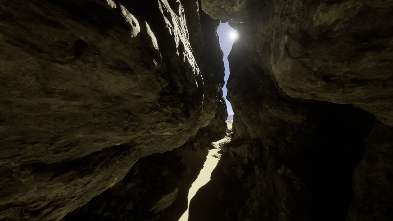 Luce del sole che filtra attraverso un canyon roccioso a mezzogiorno in un paesaggio naturale