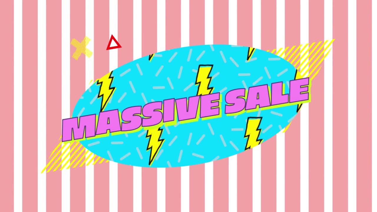 분홍색과  ⁇ 색 줄무 ⁇  배경 4k에 번개  ⁇ 박이는 파란색 타원형의 대규모 판매 그래픽