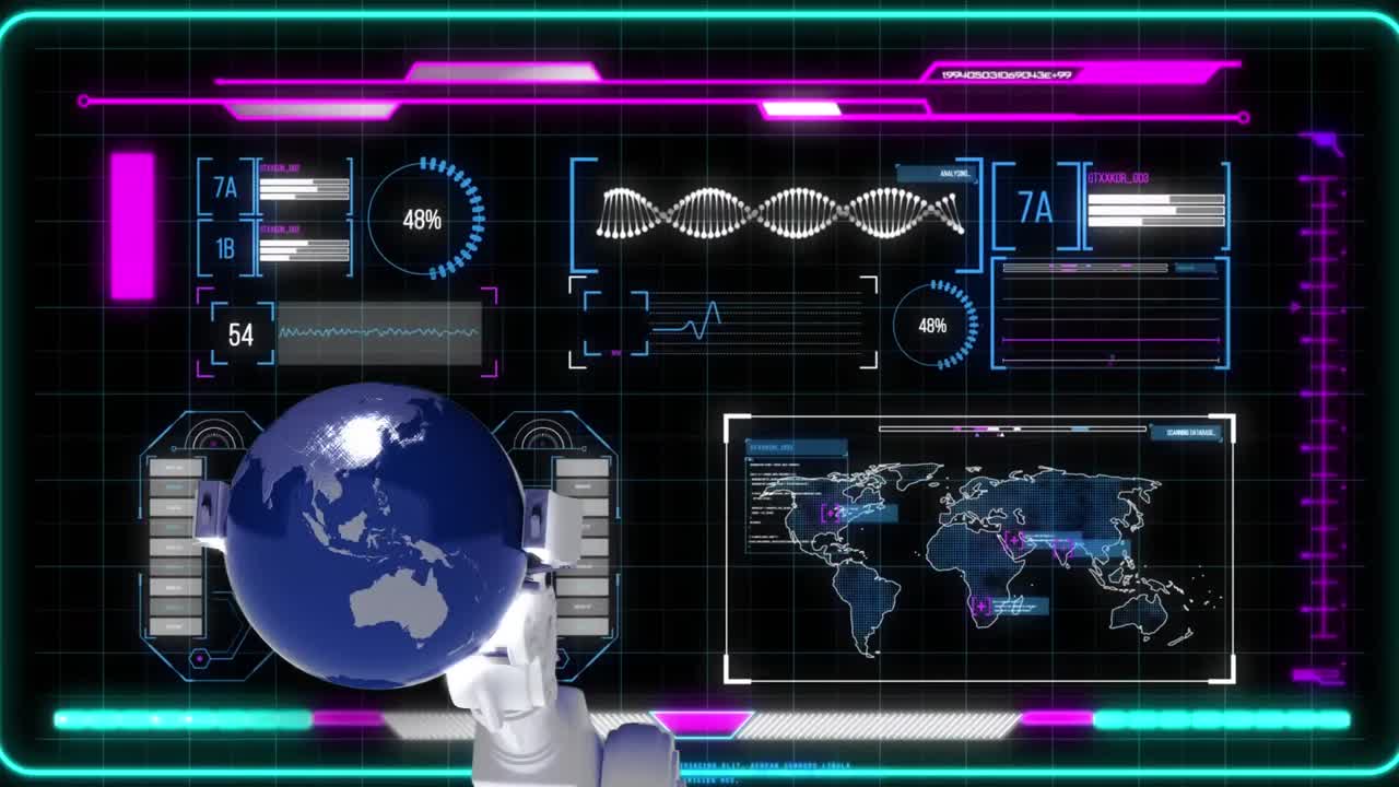 인터페이스에서 지구의 애니메이션과 데이터 처리